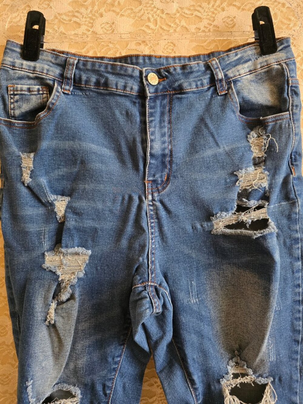 Plus Size Distressed - Ripped Jeggings - Stretch Jeans - boho - festival - alt - Picture 2 of 5